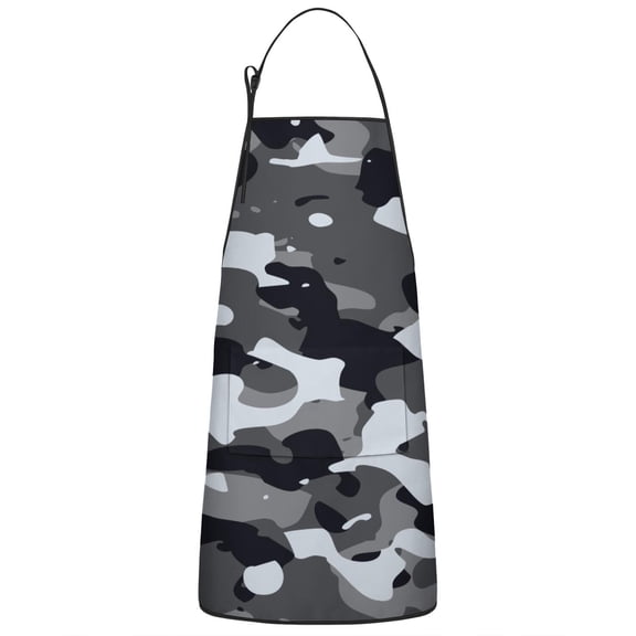 Camouflage Adjustable Waterproof Apron for Adults 33x27 Inch – Cooking Apron with 2 Large Pockets, Durable Polyester Bib for Kitchen, Baking, BBQ, and Home Use