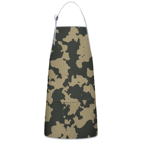 Camouflage Adjustable Waterproof Apron for Adults 33x27 Inch – Cooking Apron with 2 Large Pockets, Durable Polyester Bib for Kitchen, Baking, BBQ, and Home Use