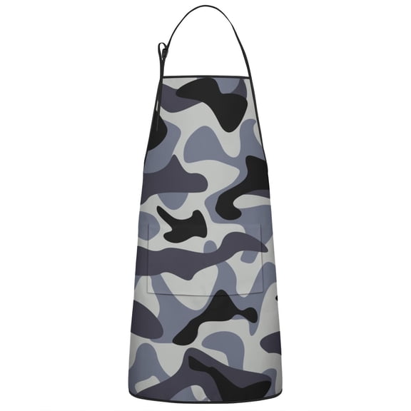 Camouflage Adjustable Waterproof Apron for Adults 33x27 Inch – Cooking Apron with 2 Large Pockets, Durable Polyester Bib for Kitchen, Baking, BBQ, and Home Use