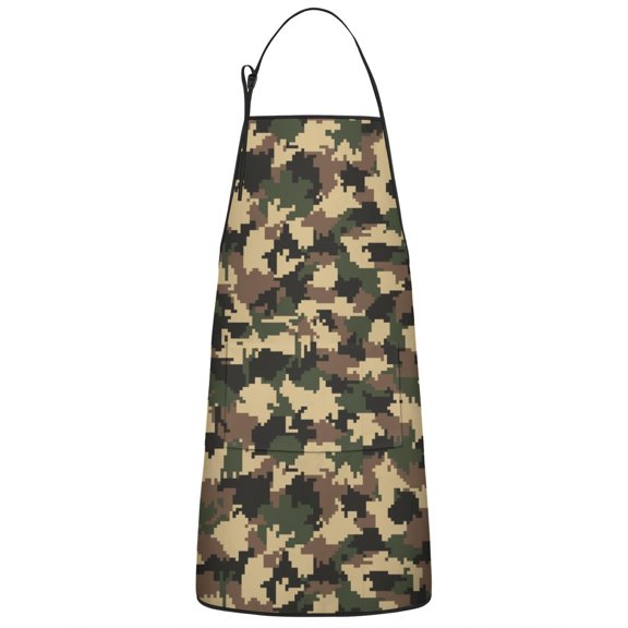 Camouflage Adjustable Waterproof Apron for Adults 33x27 Inch – Cooking Apron with 2 Large Pockets, Durable Polyester Bib for Kitchen, Baking, BBQ, and Home Use