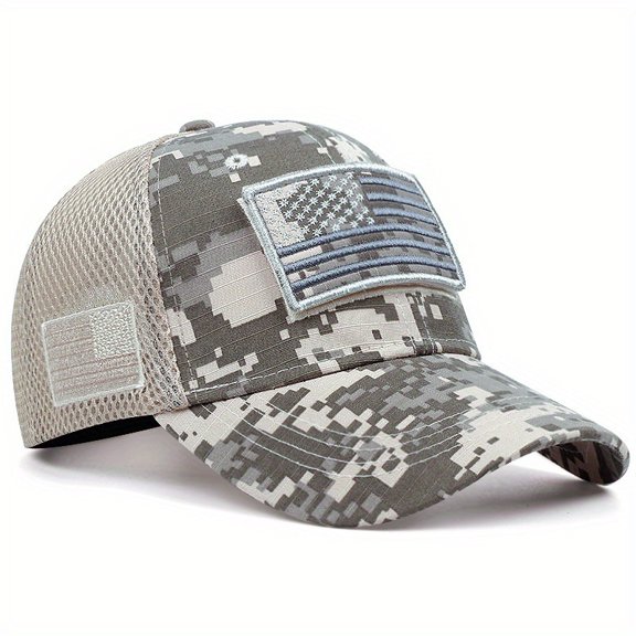 Camouflage American Flag Embroidered Mesh Cap Outdoor Tactical Breathable Baseball Cap Unisex Sunshade Trucker Cap Fashion Trend