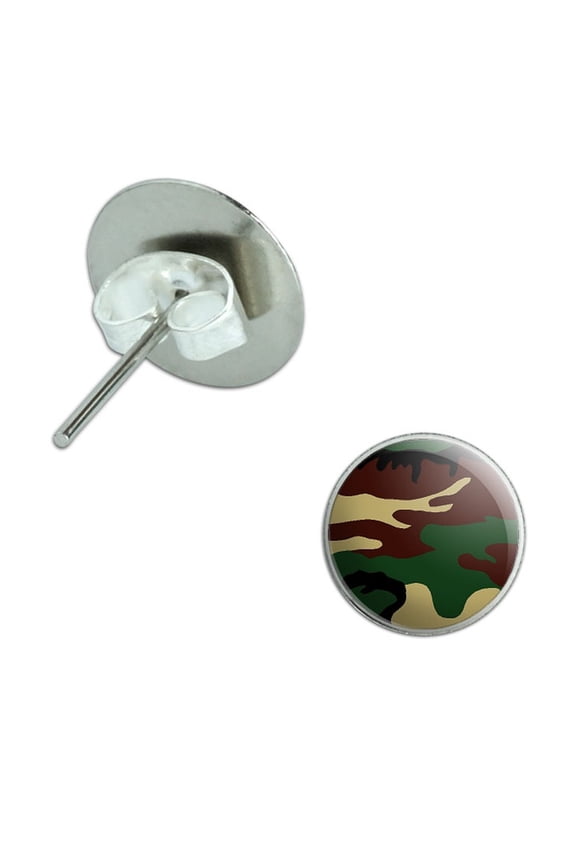 Camouflage Army Soldier Pierced Stud Earrings