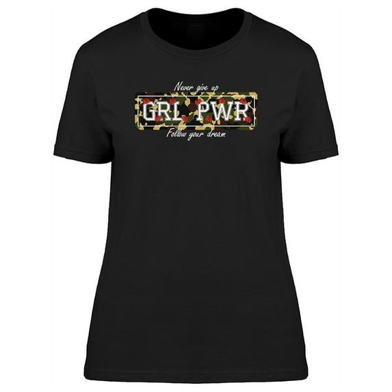 Camouflage Art Girl Power Phrase T-Shirt Women -Image by Shutterstock, Female XX-Large