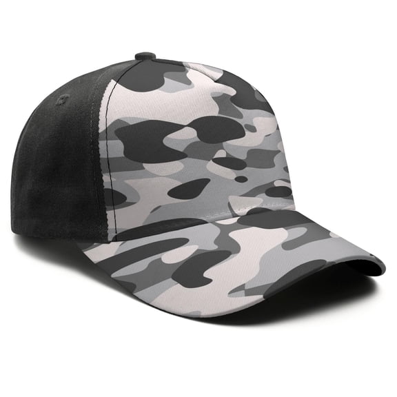 Camouflage Baseball Cap Adjustable Size – Stylish Spliced Design Trucker Hat, Dad Hat with Full Print Front & Brim, Breathable Cotton Blend Snapback for Sports, Travel & Daily Wear
