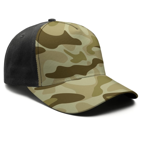 Camouflage Baseball Cap Adjustable Size – Stylish Spliced Design Trucker Hat, Dad Hat with Full Print Front & Brim, Breathable Cotton Blend Snapback for Sports, Travel & Daily Wear