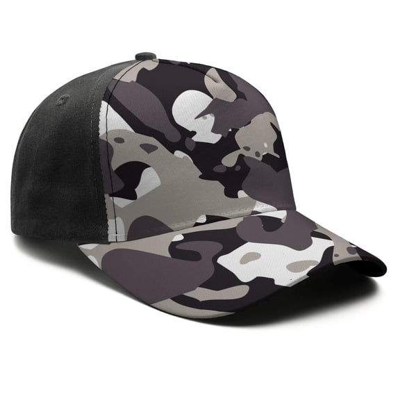 Camouflage Baseball Cap Adjustable Size – Stylish Spliced Design Trucker Hat, Dad Hat with Full Print Front & Brim, Breathable Cotton Blend Snapback for Sports, Travel & Daily Wear