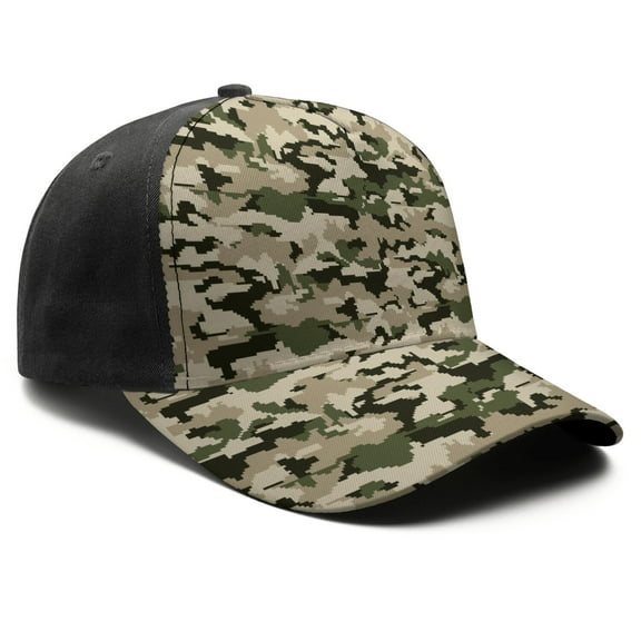 Camouflage Baseball Cap Adjustable Size – Stylish Spliced Design Trucker Hat, Dad Hat with Full Print Front & Brim, Breathable Cotton Blend Snapback for Sports, Travel & Daily Wear