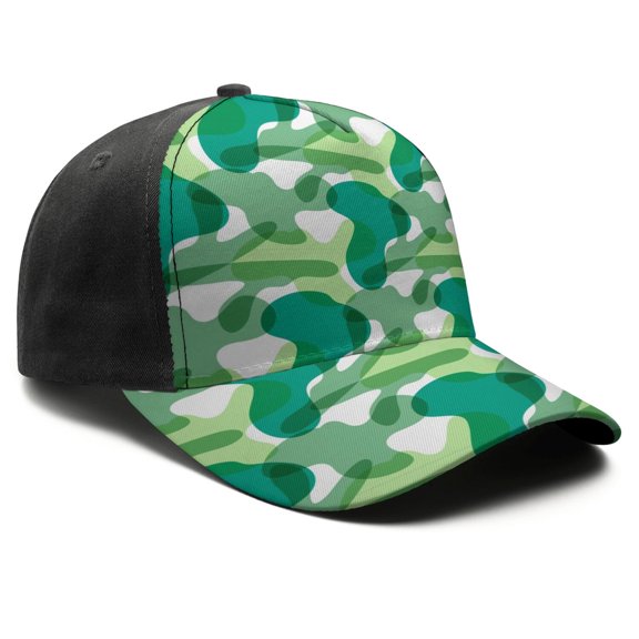 Camouflage Baseball Cap Adjustable Size – Stylish Spliced Design Trucker Hat, Dad Hat with Full Print Front & Brim, Breathable Cotton Blend Snapback for Sports, Travel & Daily Wear