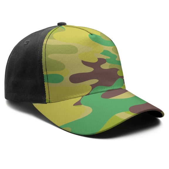 Camouflage Baseball Cap Adjustable Size – Stylish Spliced Design Trucker Hat, Dad Hat with Full Print Front & Brim, Breathable Cotton Blend Snapback for Sports, Travel & Daily Wear