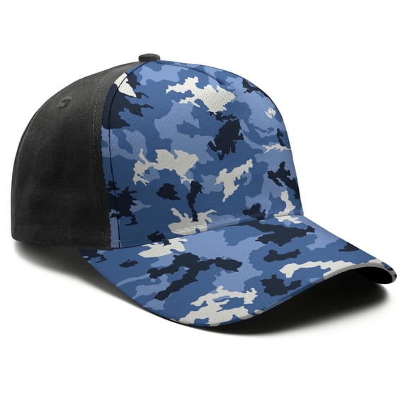 Camouflage Baseball Cap Adjustable Size – Stylish Spliced Design Trucker Hat, Dad Hat with Full Print Front & Brim, Breathable Cotton Blend Snapback for Sports, Travel & Daily Wear