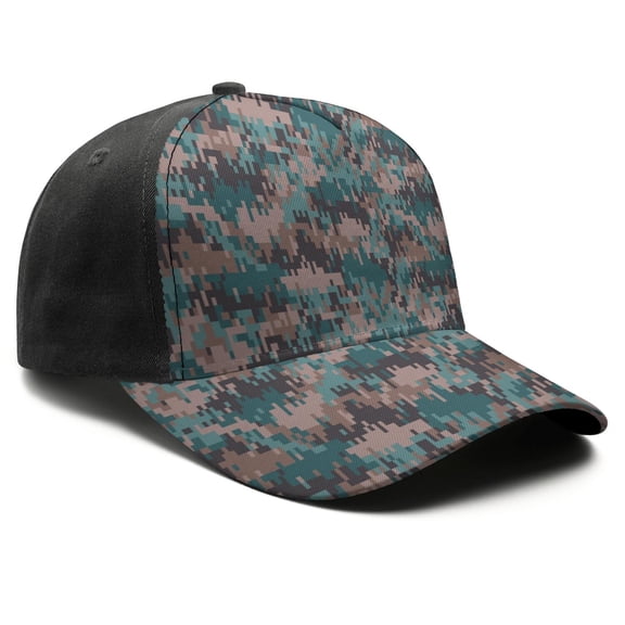 Camouflage Baseball Cap Adjustable Size – Stylish Spliced Design Trucker Hat, Dad Hat with Full Print Front & Brim, Breathable Cotton Blend Snapback for Sports, Travel & Daily Wear