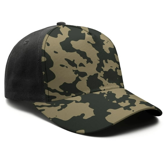 Camouflage Baseball Cap Adjustable Size – Stylish Spliced Design Trucker Hat, Dad Hat with Full Print Front & Brim, Breathable Cotton Blend Snapback for Sports, Travel & Daily Wear