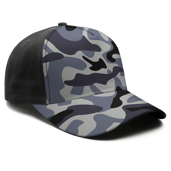 Camouflage Baseball Cap Adjustable Size – Stylish Spliced Design Trucker Hat, Dad Hat with Full Print Front & Brim, Breathable Cotton Blend Snapback for Sports, Travel & Daily Wear