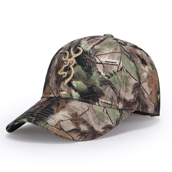 Camouflage Baseball Cap for Men, Outdoor Fishing Hat with Embroidery,adjustable,green deer  head logo