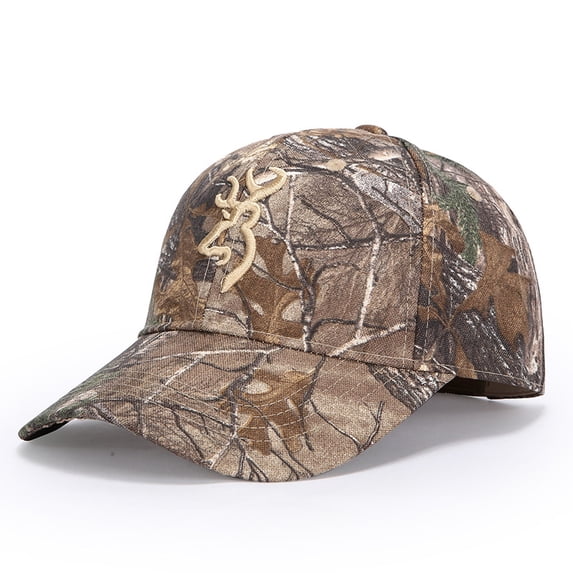 Camouflage Baseball Cap for Men, Outdoor Fishing Hat with Embroidery,adjustable,khaki deer head logo