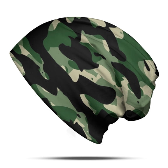 Camouflage Beanie Hat – Soft Stretchy Polyester Winter Cap, Warm Slouchy Style for Everyday Wear & Outdoor Activities