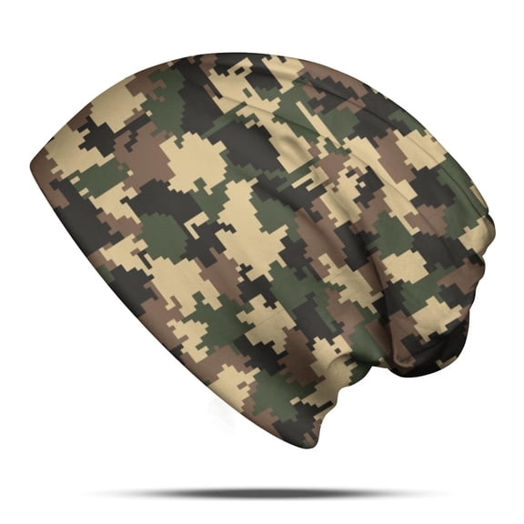 Camouflage Beanie Hat – Soft Stretchy Polyester Winter Cap, Warm Slouchy Style for Everyday Wear & Outdoor Activities