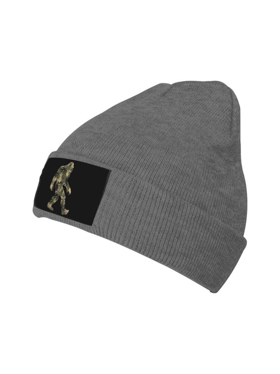 Camouflage Bigfoot Knitted Hat Winter Beanie For Men Women, Acrylic Beanie Soft Warm Knit Hat Ski Stocking Cuffed Cap