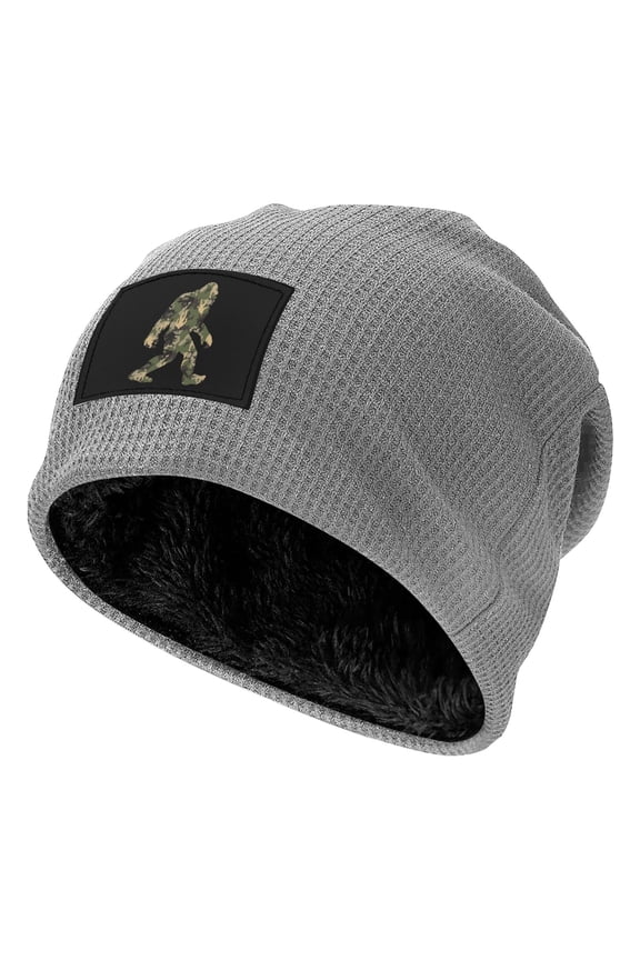 Camouflage Bigfoot Unisex Knitted Hat For Adults, Fleece-Lined For Autumn And Winter, Soft And Comfortable Buffet Hat/Ski Hat