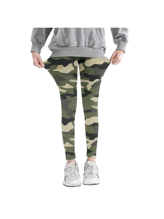 Camouflage Black Leggings Girls Kids Summer Casual Elastic Waist Stretchy Soft Leggings for School Wearing 3-8 Years Kids Clothes Girls