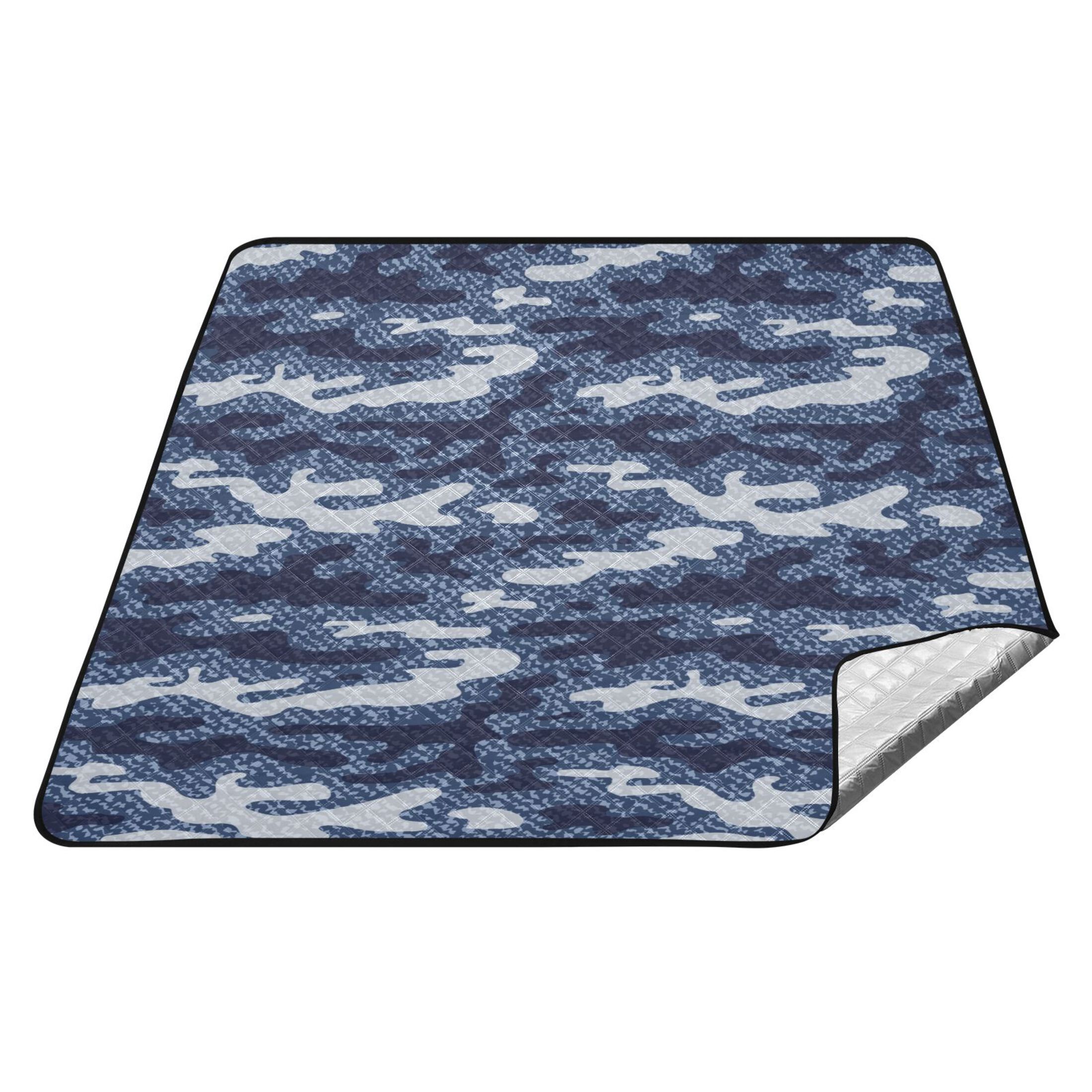 Camouflage Blue Picnic Blanket Waterproof Beach Blankets Sandproof