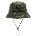 thumbnail image 1 of Camouflage Boonie Hat Ripstop Bucket Hat with Chin Strap for Sports Hunting Fishing Sun Protection (Army Green Camouflage）, 1 of 6