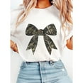 thumbnail image 1 of Camouflage Bow Graphic Tees for Womens Fashion Print T Shirts Short Sleeve Casual Cotton Pattern Tops for Daily Outfits White,4XL, 1 of 5