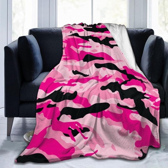 Camouflage Camo Pink Ultra-Soft Micro Fleece Blanket Throw All Seasons, Lightweight Warm for Bed or Couch