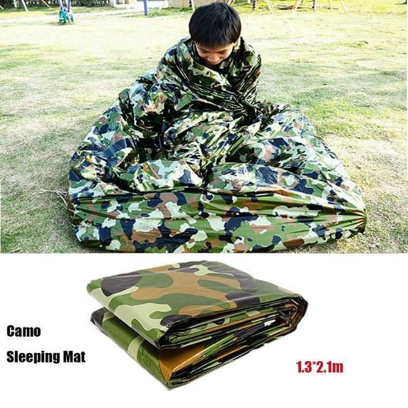 Camouflage Camping Hiking Survival Accessories PE Sun Protection Tool Thermal Keep Warm Outdoor Emergency Blanket Sleeping Bag CAMO 1.3X2.1M SLEEING MAT