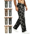 thumbnail image 1 of Camouflage Cargo Pants for Men Straight Leg Relaxed Fit Elastic Waist Drawstring Outdoor Workwear Pants, 1 of 7