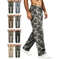 thumbnail image 1 of Camouflage Cargo Pants for Men Straight Leg Relaxed Fit Elastic Waist Drawstring Outdoor Workwear Pants, 1 of 7