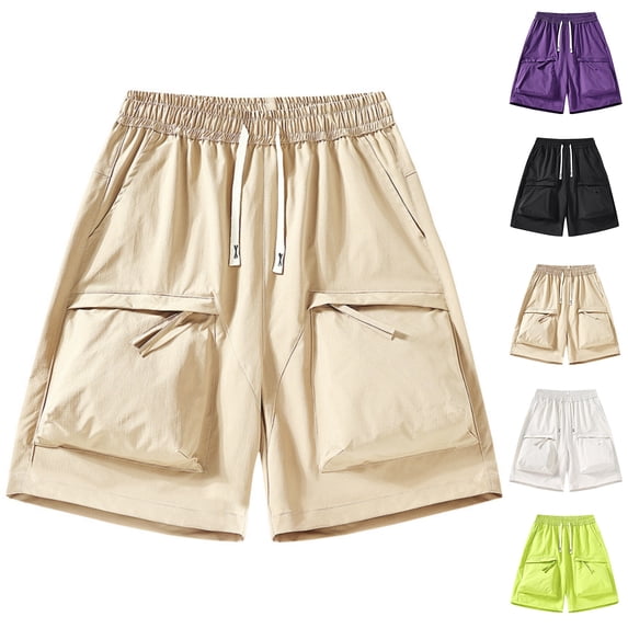 Camouflage Cargo Shorts for Men Multi Pockets Twill Elastic Waistband Shorts Drawstring Ripstop Straight Leg Cargo Shorts Casual Lightweight Summer Hiking Outdoor Outfit,Brown XL