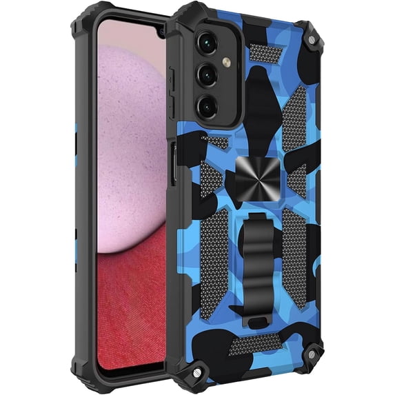 Camouflage Case for Samsung Galaxy A54 5G with Magnetic Kickstand, Built-in 360° Rotate Ring Stand Magnetic Car Mount Phone Cover Case for Samsung Galaxy A54 5G MC Dark Blue