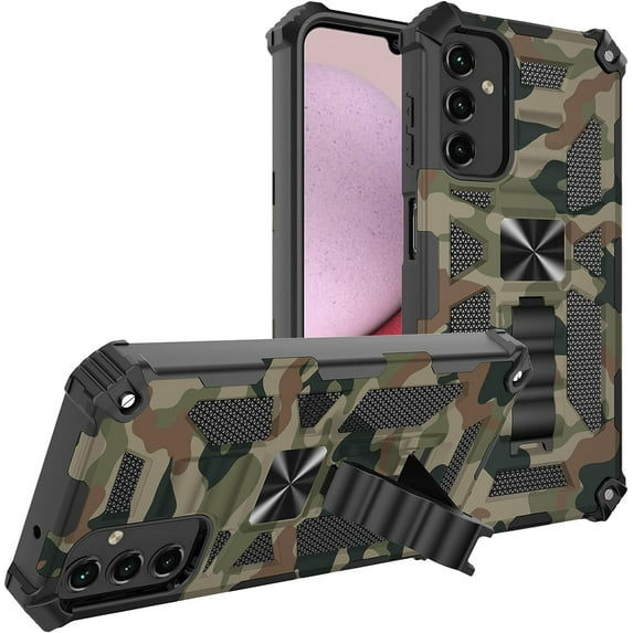 Camouflage Case for Samsung Galaxy A54 5G with Magnetic Kickstand, Built-in 360° Rotate Ring Stand Magnetic Car Mount Phone Cover Case for Samsung Galaxy A54 5G MC Army Green
