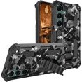 thumbnail image 1 of Camouflage Case for Samsung Galaxy S23 FE with Metal Kickstand, Camo Phone Cover Built-in 360° Rotate Ring Stand Case for Samsung Galaxy S23 FE MC Black, 1 of 7