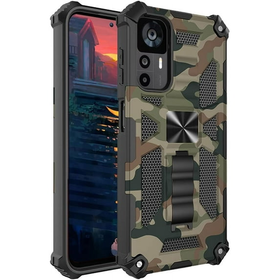 Camouflage Case for Xiaomi 12T Pro with Magnetic Kickstand, Redmi K50 Ultra Case, Built-in 360° Rotate Ring Stand Magnetic Car Mount Phone Cover Case for Xiaomi 12T/Pro MC Army Green