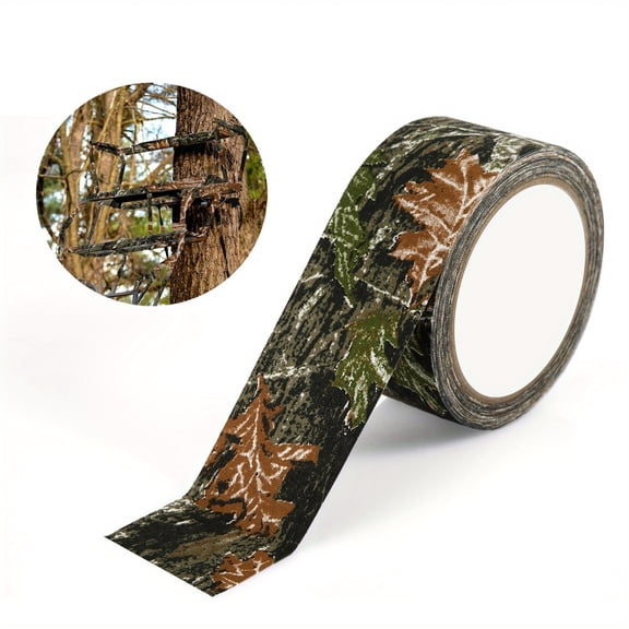 Camouflage Cloth Tape, 5CM x 10M Leaf Camo Duct Tape, Heavy Duty Waterproof Fabric Adhesive Tape for Outdoor Camping Hunting, Leaf Pattern