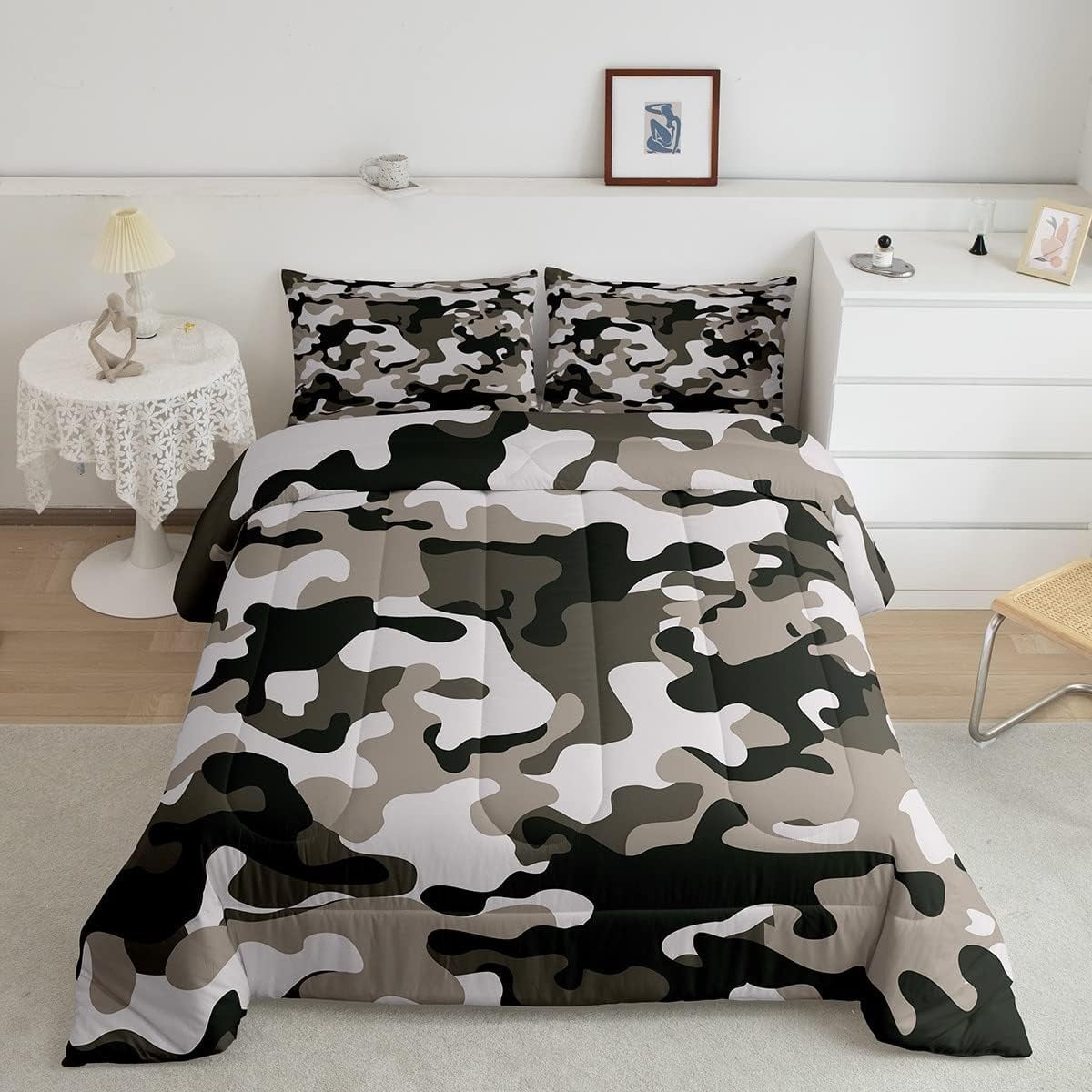 Camouflage Comforter Set Grey Camo Bedding Sets Queen Size Militarily