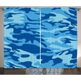 thumbnail image 1 of Ambesonne Camouflage Curtains 2 Panel Set, Aquatic Abstract, 108" x 63", Pale Blue Navy Blue, 1 of 3