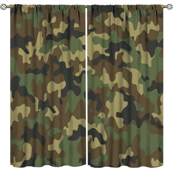 Camouflage Curtains Camo Camouflage Green Militarily Abstract Art Curtain with Rod Pocket for Living Room Apartment Home Decor Drapes Window Treatments 2 Panels Set 84x84in