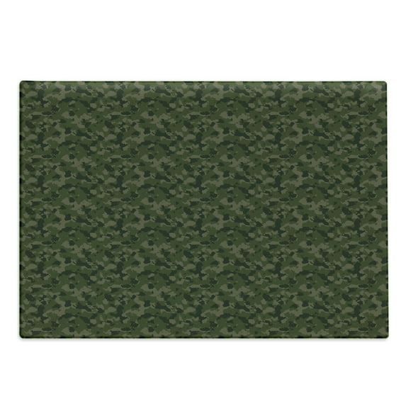 Camouflage Cutting Board, Simplistic Design Woodland Camo Pattern in Green Tones, Decorative Tempered Glass Cutting and Serving Board, in 3 Sizes, by Ambesonne