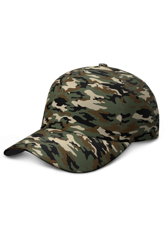 Camouflage Dad Hat, Washed Unstructured Cap with Quick-Drying, Comfortable Fit, Woodland Military Print Adjustable Cap for Hunting, Hiking, Jogging and Gift for Adults