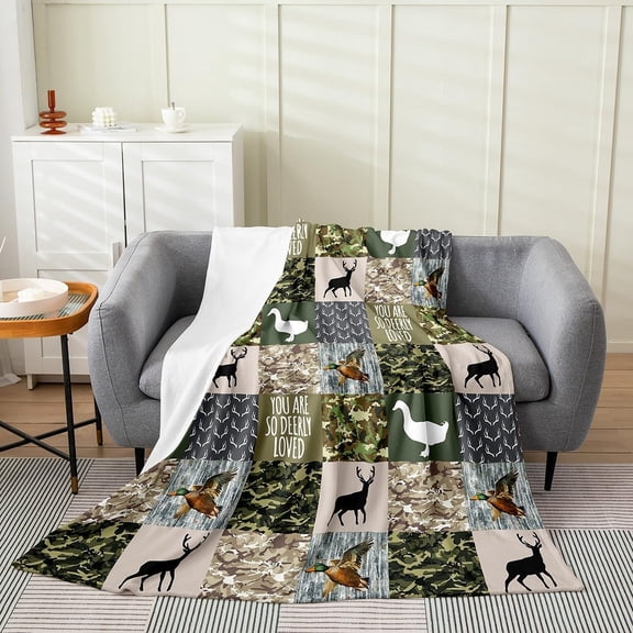 Camouflage Deer And Duck Throw Blanket For Couch Bed Sofa