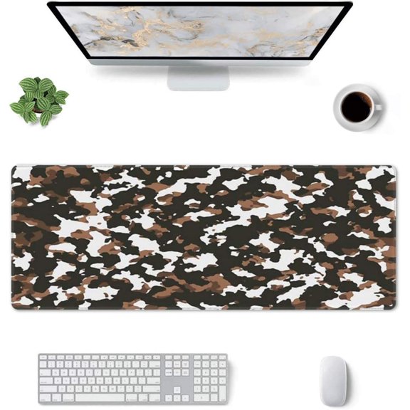 Camouflage Desert Gaming Mouse Pad Large Mouse Pad (31.5x11.8 Inch) Non-Slip Rubber Base Large Desk Mat Desk Protector for Home Office Gaming Work