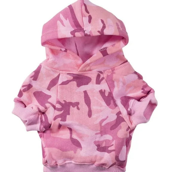 Camouflage Dog Hoodies Fleece Lined Chic Warm Pink or Green Camo Sweatshirts (Medium-Pink)