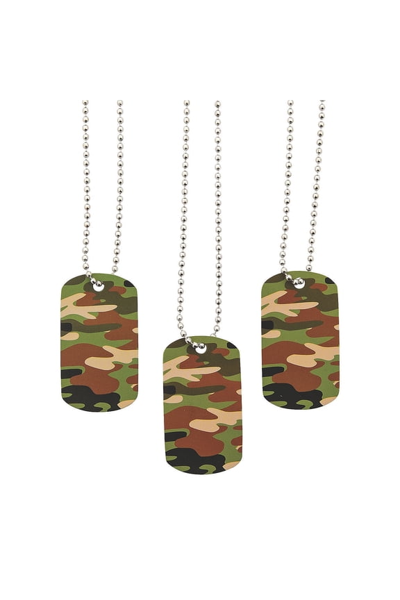 Camouflage Dog Tag Necklaces (4Dz) - Jewelry - 48 Pieces