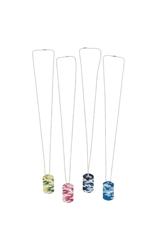 Camouflage Dog Tag Necklaces - Jewelry - 12 Pieces
