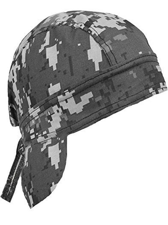 Camouflage Doo Rag Skull Cap Camo Bandana Hunting Hunters Head Wrap (Gray Digital Camouflage)