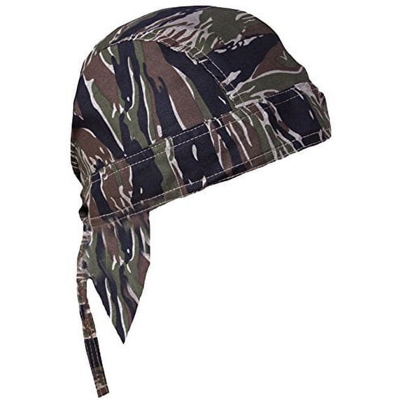 Camouflage Doo Rag Skull Cap Camo Bandana Hunting Hunters Head Wrap (Tiger Stripe Camouflage)