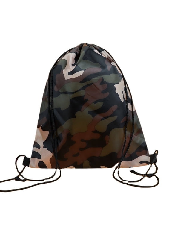 Camouflage Drawstring Backpack Hiking Cinch Bag for Outdoor Camping Military Training and Students Camo Sport Sack Pack for Gym and Field Work Lightweight Travel Daypack Camouflage